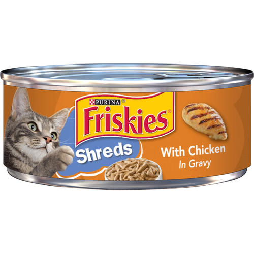 Purina Friskies Gravy Wet Cat Food, Shreds With Chicken - (Pack of 24) 5.5 oz. Cans