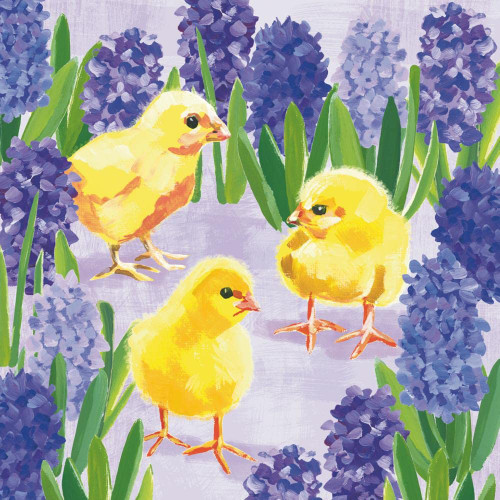 Baby Chicks Themed Party Napkins - 40 CT | 2 (20)CT Packs of Cocktail Beverage Napkins | Chicks in Hyacinth Design by Luanne Marten