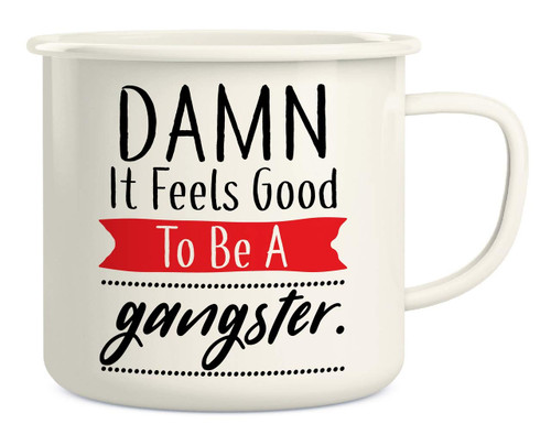 Retreez Damn It Feels Good To Be a Gangster 16 Oz Enamel Stainless Steel Metal Camping Campfire Coffee Mug Cup - Funny Sarcastic Inspirational birthday gift for friend coworker sister brother dad mom Retreez Damn It Feels Good To Be a Gangster 16 Oz Enamel Stainless Steel Metal Camping Campfire Coffee Mug Cup - Funny Sarcastic Inspirational birthday gift for friend coworker sister brother dad mom