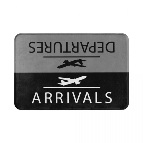 Doormat Non Slip Front Door Mat Aviation Departures Arrivals Doormat Rug Mat Footpad Polyester Non-Slip Water 17x30 Inch