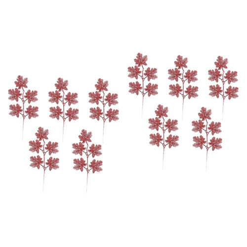 Abaodam 10 Pcs Christmas Imitation Leaves Artificial Leaf Stems Xmas Tree Hanging Decor Xmas Flower Picks Xmas Fake Leaves Wedding Decoration Christmas Vivid Leaves Branch Twig Plastic