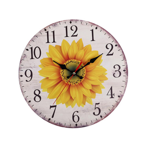 VINTORKY Sunflower Wall Clock Creative Clock Wall Clock Sunflower Wooden Creative Wall Clock
