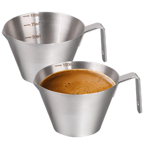 2Pcs Espresso Measuring Cups,Stainless Steel Espresso Shot Cups,100ml Espresso Measuring Cups with Handle and Insdie Scale,Espresso Coffee Accessories,for Barista Cafe Home 2Pcs Espresso Measuring Cups,Stainless Steel Espresso Shot Cups,100ml Espresso Measuring Cups with Handle and Insdie Scale,Espresso Coffee Accessories,for Barista Cafe Home