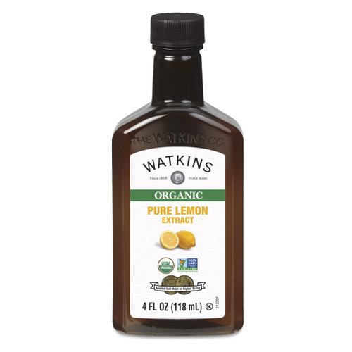 Watkins Organic Pure Lemon Extract, Non-GMO, Kosher, 4 oz. Bottle, 1-Pack