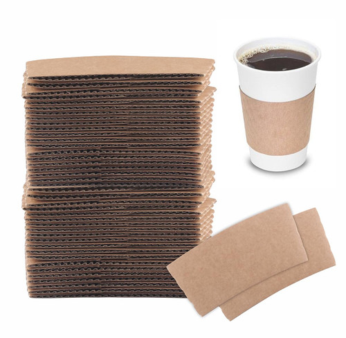 200 Pack Coffee Sleeves, Kraft Disposable Coffee Cup Sleeves For 10 to 20 Oz Cups Holds Hot and Cold Drinks.