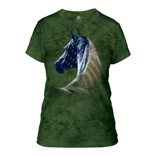 The Mountain Women's Patriotic Horse Apparel, Green, Small