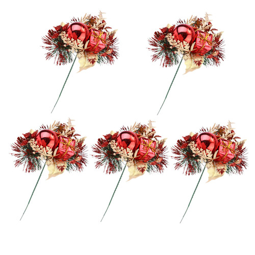 Unomor Christmas Cuttings Christmas Floral Pick Christmas Artificial Flowers Glitter Christmas Leaf Holly Berry Floral Decorations Berries Decor Christmas Tree Plastic Flower Arrangement
