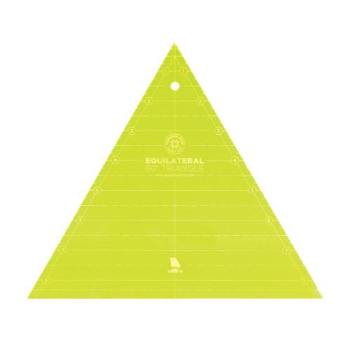 MISSOURI STAR QUILT Quilting Template Triangle | 8 Inch Acrylic 60 Degree Triangle Ruler for Charm Packs, Layer Cakes, Fabric Strips | Triangle Quilt Template for Cutting & Sewing, Green, (NOT5429)