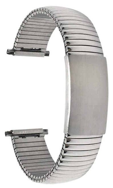 Bandini 18mm Silver Tone Stainless Steel Stretch Watch Strap for Men, Straight End, Adjustable Length Metal Expansion Watch Band, No Buckle