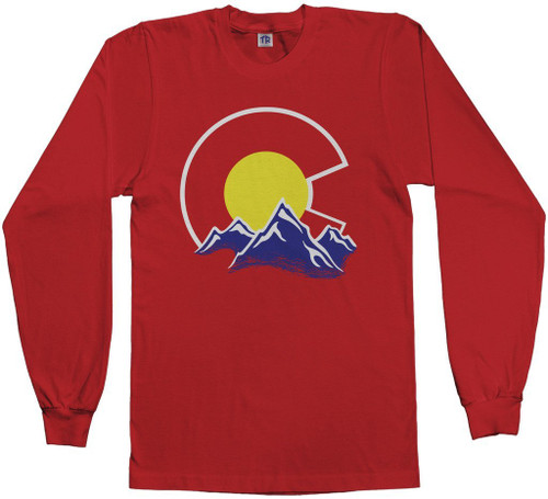 Threadrock Men's Colorado Mountain Long Sleeve T-Shirt 3XL Red