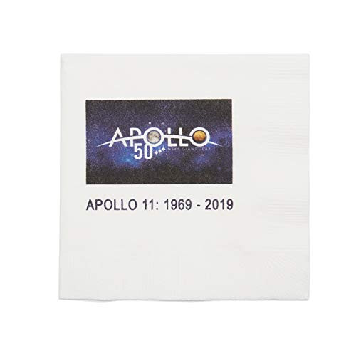 Apollo 11 Moon Landing Anniversary Cocktail Napkins Nasa Space Center Official Apollo 50th Anniversary Logo Pak of 24 Paper Napkins