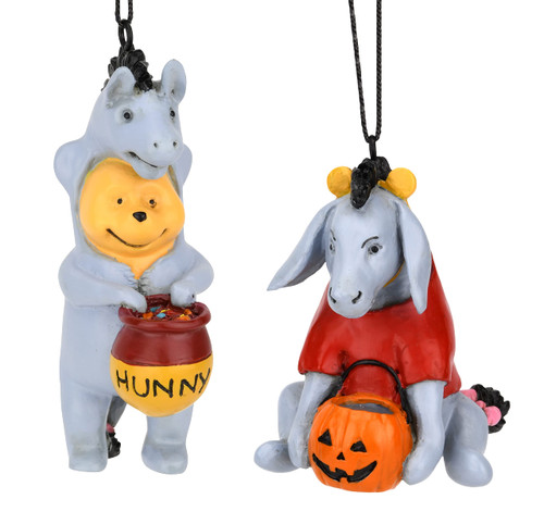 Tree Buddees Winnie The Pooh and Eeyore Dressed up as Each Other for Trick or Treating Cute Halloween Ornaments