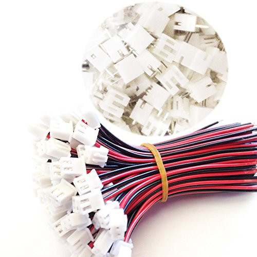 100pcs 15cm JST XH2.54-2P 2.54mm Pitch 2 Pin Connectors Kit Cable Plug Header Expansion Wire