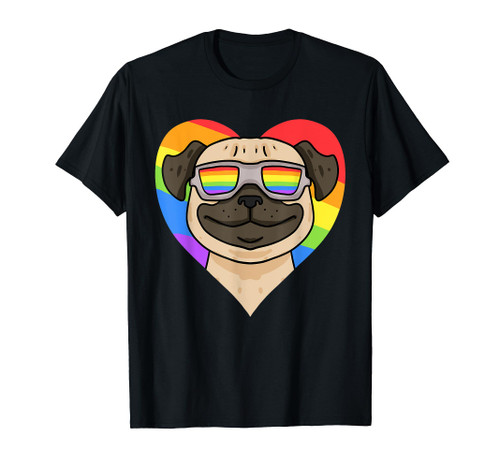 LGBT Rainbow - Pug Dog - Gay Pride - LGBT Heart Animal T-Shirt