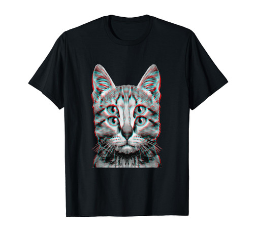 Glitch Weird Cat Kitten Optical Illusion T-Shirt