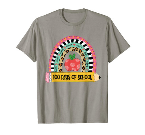 100 Days Of School Leopard Rainbow Happy 100th Day Smarter T-Shirt