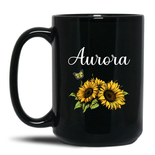 Custom Name Sunflower Coffee Mug, Sunflower Cup Gifts For Birthday Christmas, Personalized Sunflower Tea Cup, Sunshine Mug, Flower Ceramic Cup, White Ceramic Mug Teacup 11oz or 15oz
