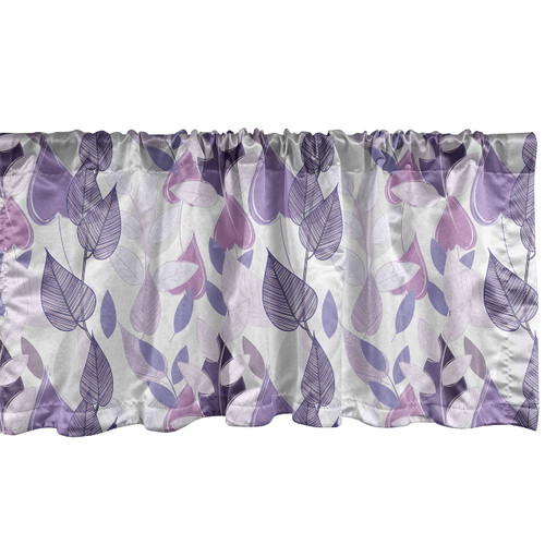 Ambesonne Floral Window Valance, Foliage Leaves in Purple Tones Soft Leafage Vintage Abstract Nature Plants, Curtain Valance for Kitchen Bedroom Decor with Rod Pocket, 54" X 18", Lavender Beige