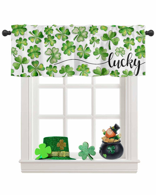 St. Patrick's Day Valance for Windows Lucky Clover Curtains Valances Green Shamrock Rod Pocket Valance Window Treatments Spring Holiday Short Curtains for Kitchen Living Room Bedroom Bathroom 54x18 St. Patrick's Day Valance for Windows Lucky Clover Curtains Valances Green Shamrock Rod Pocket Valance Window Treatments Spring Holiday Short Curtains for Kitchen Living Room Bedroom Bathroom 54x18