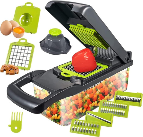 Vegetable Chopper, 15 in 1 Veggie Slicer Cutter with 8 Blade Onion Chopper Large Capacity Vegetable Cutter for Potato Tomato Cucumber Carrot, Safe without Hurting Hands