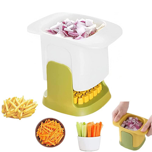 Feeon 2 in 1 Vegetable Chopper Dicing Slitting, 2022 New Detachable Multifunction Vegetable Cutter and Slicer, Hand Pressure Vegetable Cutter for Potato, Onions, Carrots, Cucumbers-White