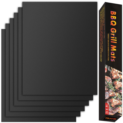SZAIENXIL Grill Mat Set of 6, 15.75 x 13 Inch, BBQ Grill Mat Nonstick for Outdoor Grill, Reusable Teflon Grill Sheets Works for Gas Grills Charcoal, Electric Grill and More