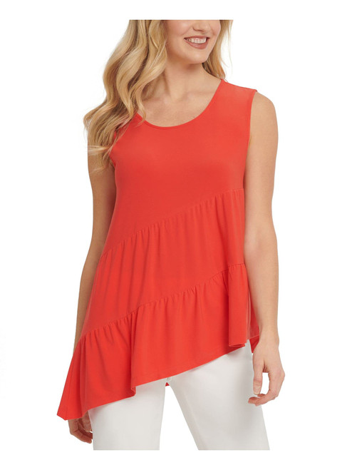 DKNY Womens Asymmetric Sleeveless Tank Top Red M