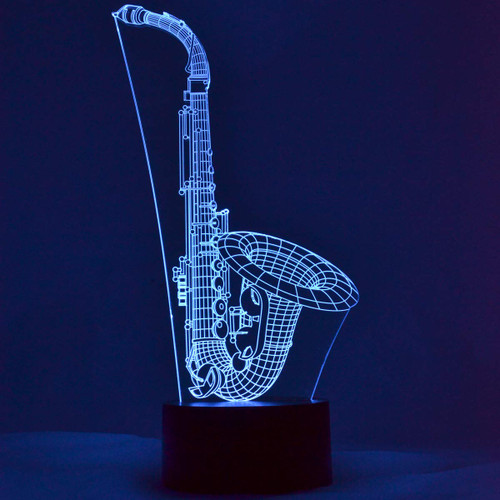 Alberts Gifts Saxophone - 3D LED LAMP Optical Illusion Light with 7 Color Changing Lighting Effects