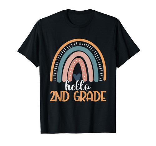 Rainbow Hello Second Grade Back To School 2nd Grade Teacher T-Shirt