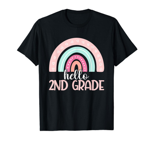Hello Second Grade Back To School 2nd Grade Teacher Rainbow T-Shirt