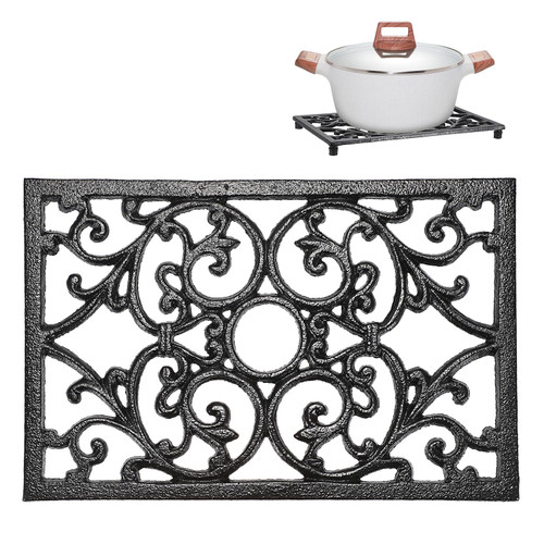 Sumnacon Cast Iron Trivet,9.4 x 6.1Inch Heat Resistant Iron Trivet for Hot Dish Pot Pan Plate Teapot,Rustic Cast Iron Trivet for Kitchen Dining Table Countertop Cooktop Metal Trivet with Rubber Feets Sumnacon Cast Iron Trivet,9.4 x 6.1Inch Heat Resistant Iron Trivet for Hot Dish Pot Pan Plate Teapot,Rustic Cast Iron Trivet for Kitchen Dining Table Countertop Cooktop Metal Trivet with Rubber Feets