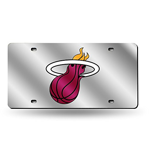 Rico Industries NBA Miami Heat Laser Inlaid Metal License Plate Tag, Silver