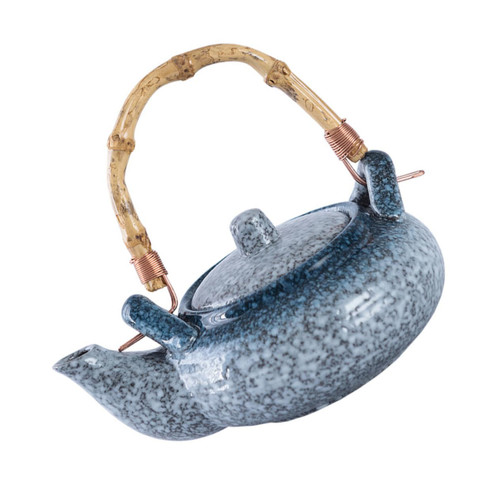 KICHOUSE Ceramic Kettle Blue Tea Kettle Loose Leaf Tea Steeper Pot Blue Ceramic Tea Kettle Ceramic Teapot with Wooden Handle Loose Leaf Tea Kettle Water Kettle Vintage Single Pot