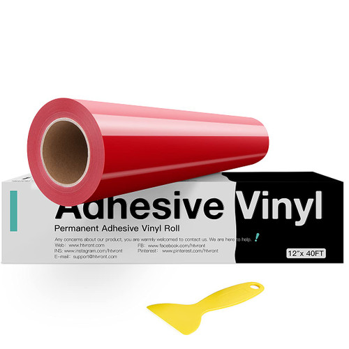 HTVRONT Red Permanent Vinyl, Red Vinyl for Cricut - 12" x 40 FT Red Adhesive Vinyl Roll for Cricut, Silhouette, Cameo Cutters, Signs, Scrapbooking, Craft, Die Cutters (Glossy Red)