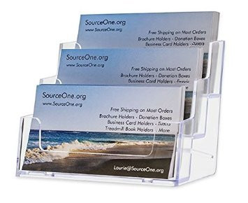 SourceOne 3 Pocket Premium Clear Acrylic Business Card Holder (XDEEP3PCLRBC) (6 Pack)