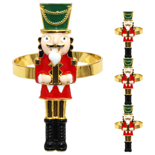SEWACC 4pcs Napkins Decor Napkin Holders Napkin Ring Nutcracker Shaped Napkin Holder Napkin Buckles Napkin Buckle for Hotel Napkin Clasps Napkin Clips Christmas Fixed Buckle Alloy Banquet