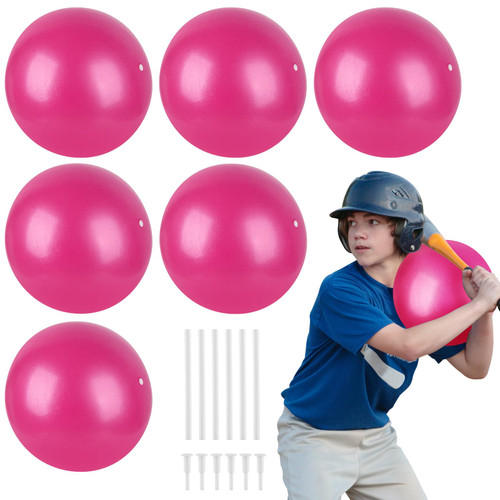 Connection Ball For Baseball, 6Pack Connection Ball 9 inch Baseball Inflatable Softball Batting Pitching Trainer Practice Improve Arm Action Perfect for Pilates Exercise Sport Indoor Yoga, Pink