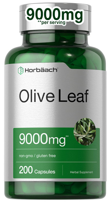 Horbaach Olive Leaf Extract Capsules 9000mg | 200 Count | Super Strength Supplement | Non-GMO, Gluten Free