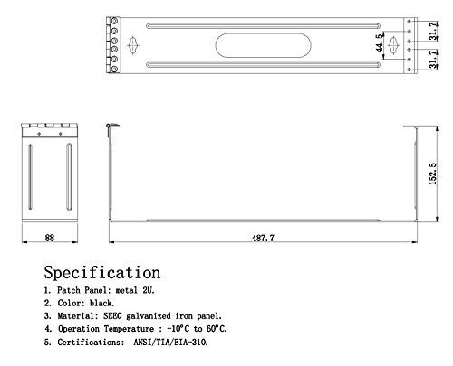InstallerParts 2U Mounting Hinge for 48 Port Patch Panel 3.5 inch