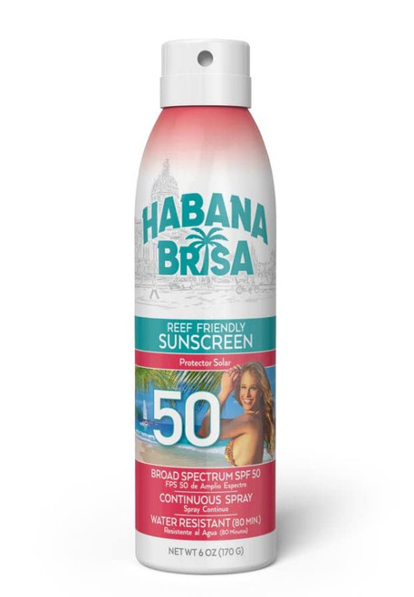 Habana Brisa Original Broad Spectrum SPF 50 Sunscreen Continuous Spray | Reef Friendly | Vegan | UVA/UVB | Paraben & PABA Free | Natural Water Resistant 6 Fl Oz