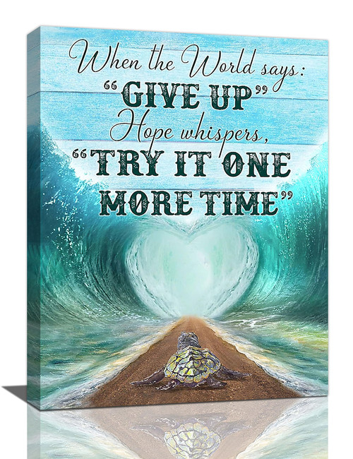 Sea Turtle Wall Art Sea Turtle Inspirational Quotes Wall Decor Beach Ocean Waves Pictures Motivational Posters Canvas Prints Framed Modern Painting Artwork for Bathroom Bedroom Living Room Office