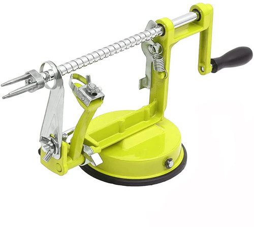 Apple Peeler, Stainless Steel Apple Corer Slicer Peeler, Durable Heavy Duty Die Cast Magnesium Alloy Apple Peeler Slicer Corer with Suction Base(Green)