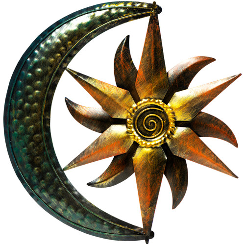 Metal Moon Wall Decor 12", Sun and Moon Wall Decor, Wall Art Decor, Outdoor Sun Wall Art