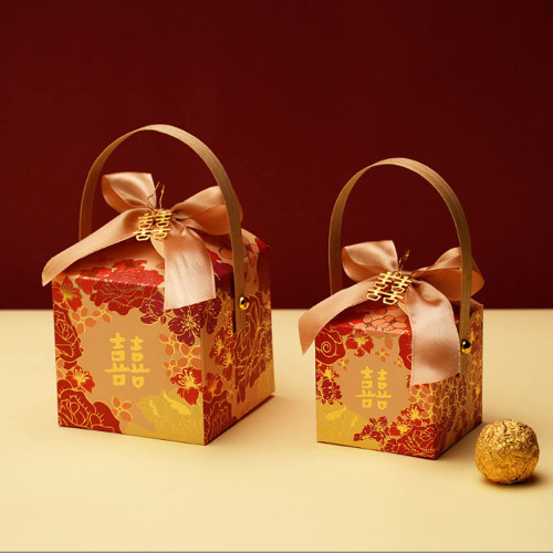 Lizipai Chinese Wedding Candy Box 30 Candy Box Biscuit Gift Box Romantic Wedding Gift Wedding Bride Supplies Box Baby Full Moon Candy Box Knot Wedding Box Gift Box with Ribbon (Candy box)