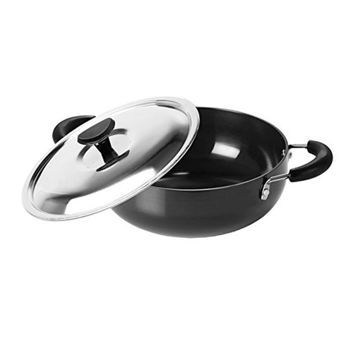 Hard Anodized Deep Kadai Aluminium Kadhai For Cookware Deep Frying Pan Everyday Pan All Purpose Pan Stir Fry Pan Kadhai with Stainless Steel Lid Cookware Kadai for Home and Kitchen 2 Liter (3mm) Hard Anodized Deep Kadai Aluminium Kadhai For Cookware Deep Frying Pan Everyday Pan All Purpose Pan Stir Fry Pan Kadhai with Stainless Steel Lid Cookware Kadai for Home and Kitchen 2 Liter (3mm)