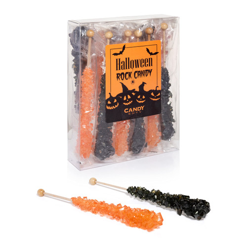 Candy Envy - Halloween Rock Candy Sugar Sticks - 10 Indiv. Wrapped - Black & Orange
