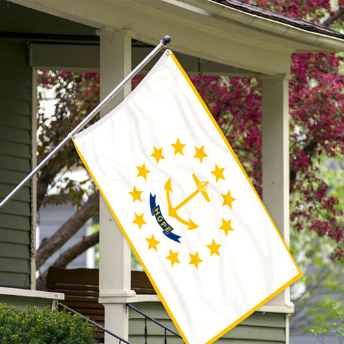 3 Ply Rhode Island State Flag 2x3 Ft 150D Polyester Double Sided Outdoor Heavy Duty Vivid Colors with Durable Canvas Header and 2 Brass Grommets