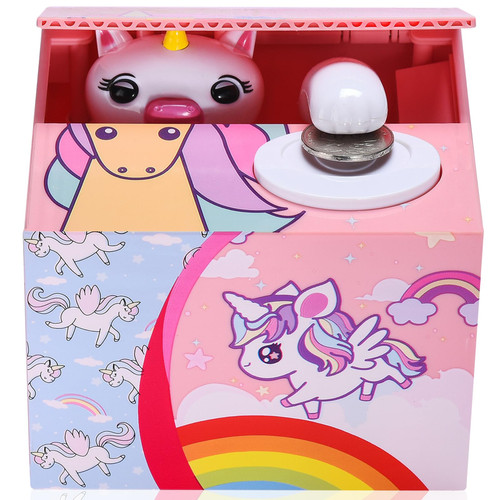 Unicorns Stealing Money Bank, Piggy Bank for Kids, Coin Bank for Money Saving, Automatic Stealing Money with English Speaking, Creative Gift