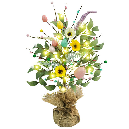 TORONTOKYO 19.6 Inch Lighted Easter Egg Tree, Easter Centerpiece Table Decorations, Decorative Easter Trees for Spring Home Easter Party Wedding Decoration?Pink