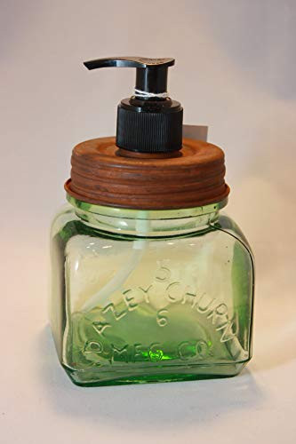 CWI Collection Green Glass Soap/Lotion Dispenser - Embossed with Dazey Churn Mfg. Co.